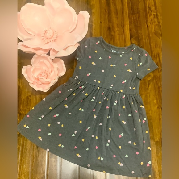 Cat & Jack Heart Print Toddler Dress Sz 4T       💜💛💖 - Picture 2 of 7